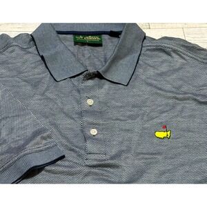 Amen Corner Masters Golf Polo Shirt Mens Large Blue White Mercerized Cotton L